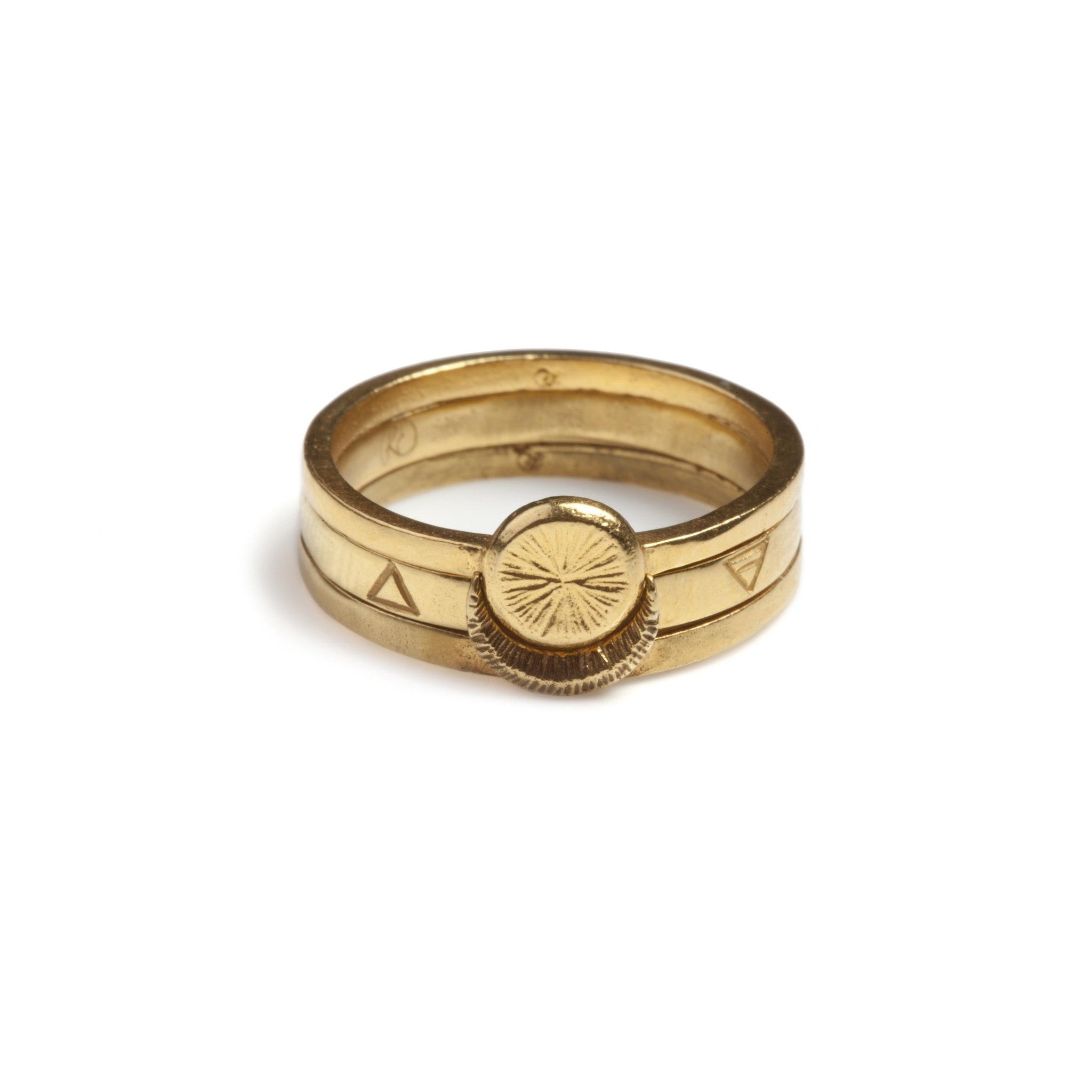 Rachel Entwistle Sun Moon Four Elements Rings Set - N / Gold Vermeil