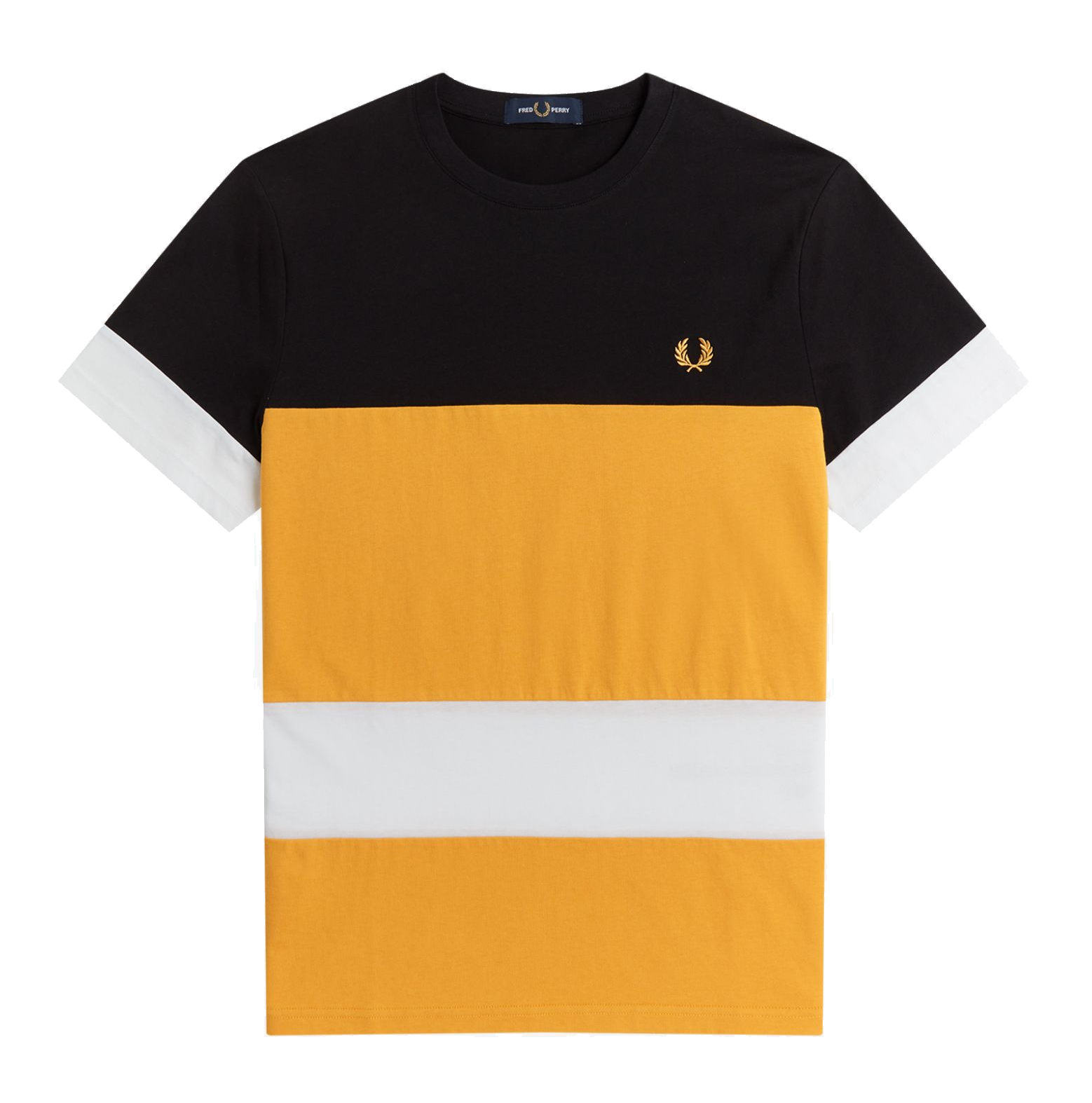 Fred Perry Bold Colour Block Tee Gold & Black