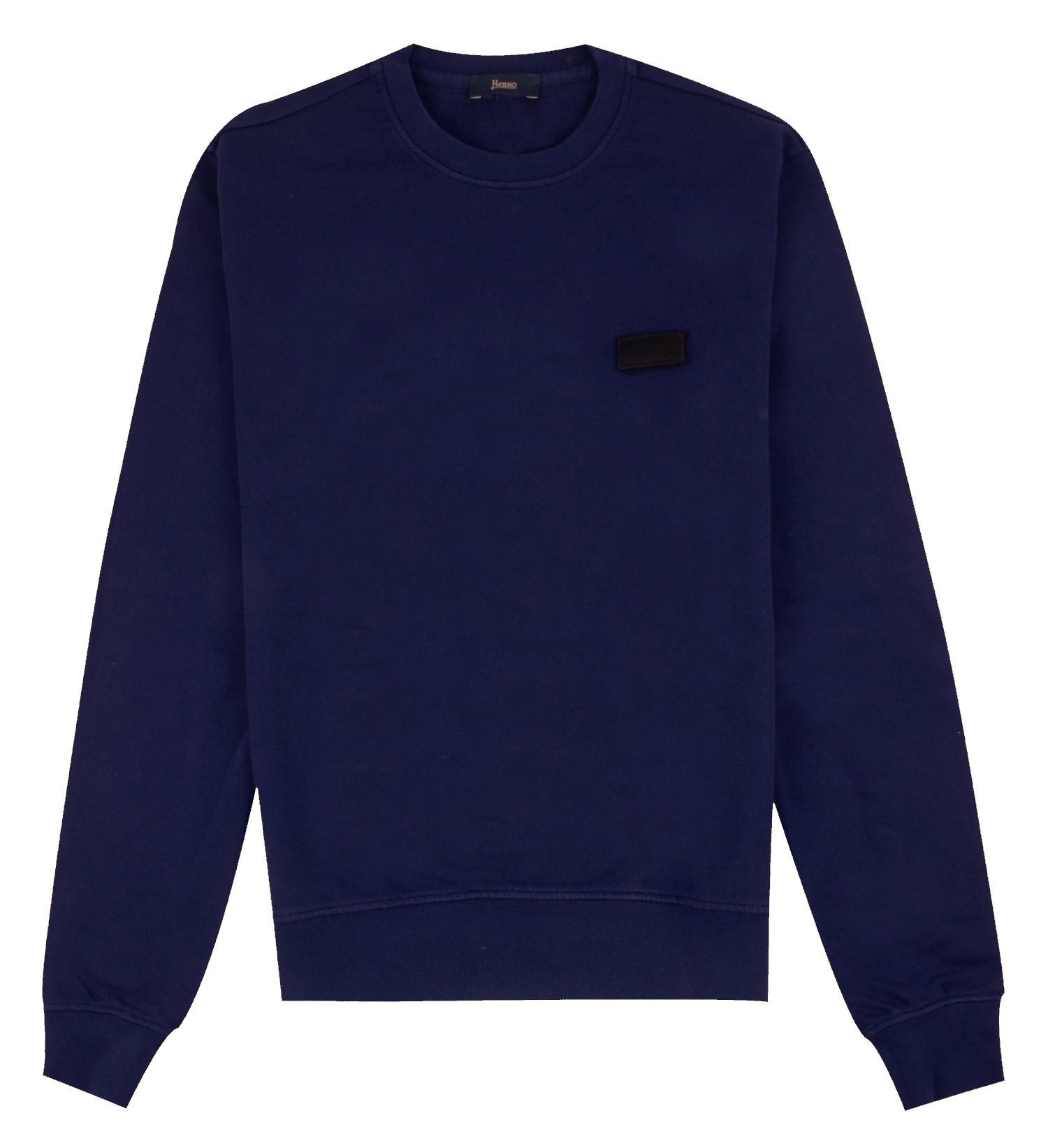 Cotton Sweatshirt Embroidered Logo Patch Removable Blue Navy