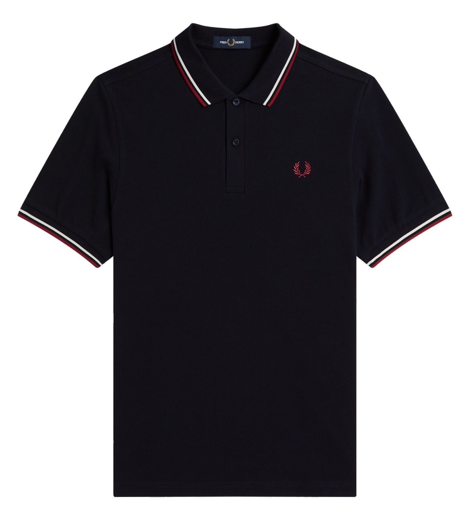 Fred Perry Slim Fit Twin Tipped Polo Navy, Ecru & Tawny Port