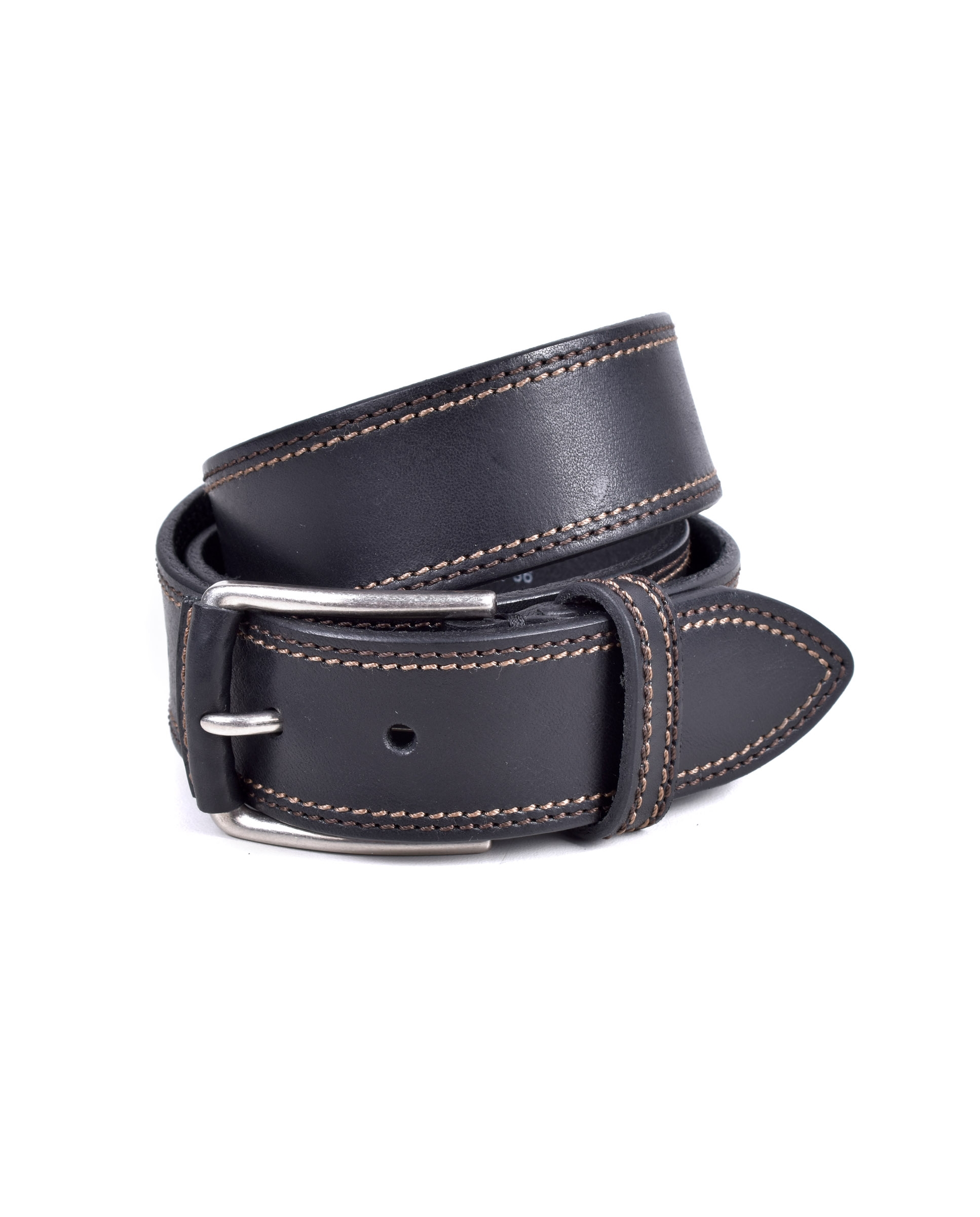 Bellido Jeans Double Stitching Leather Belt Black