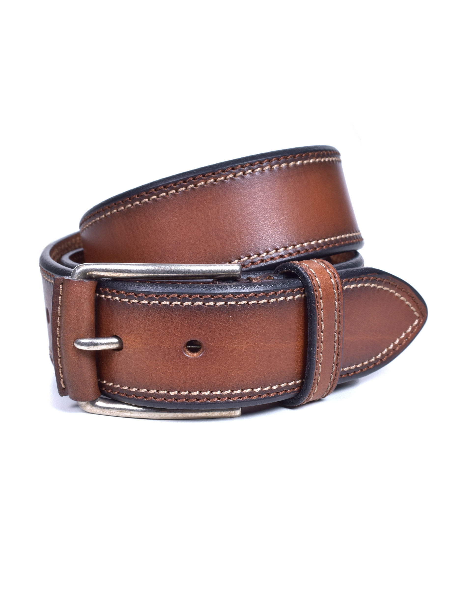 Bellido Jeans Double Stitching Leather Belt Brown