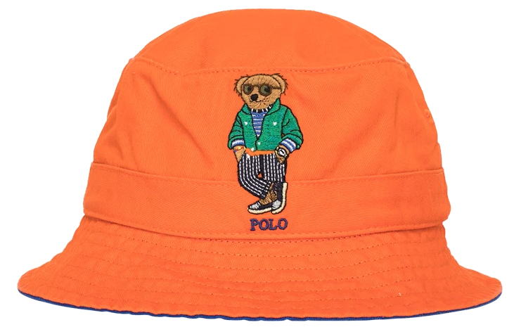 Polo Ralph Lauren Bear Chino Embroidered Bucket Hat Orange
