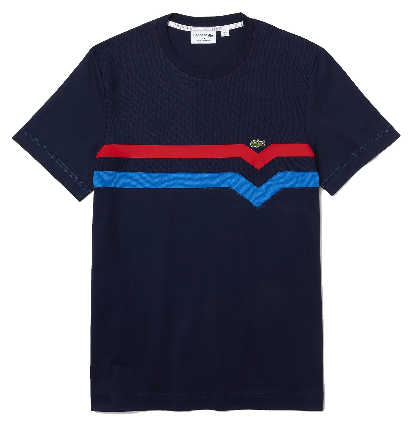 Lacoste "made In France" Striped Organic Cotton Tee Navy Blue