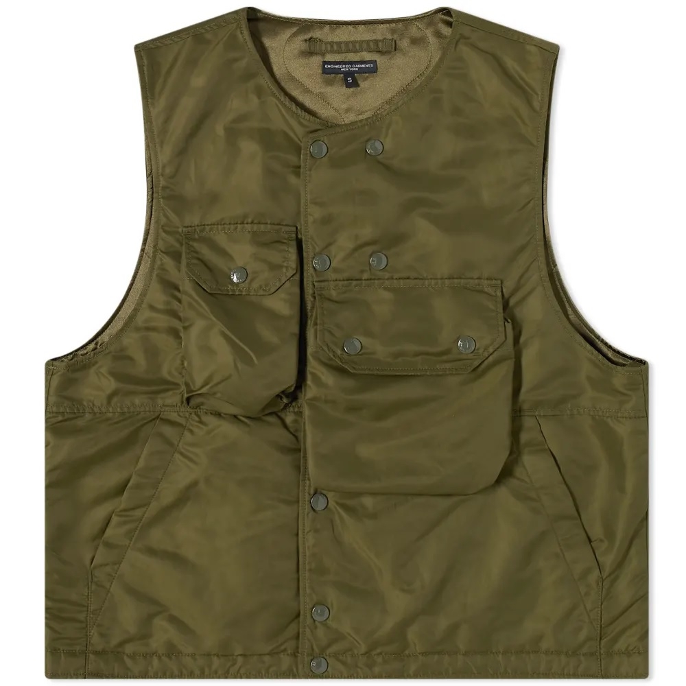 Engineered Garments  Cover Vest Olive Flight Satin
