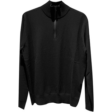 Merino Wool Polo Collar Knit Black