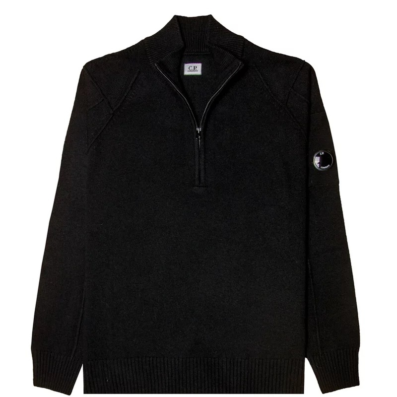 Lambswool Lens Half Zip Sweater Black