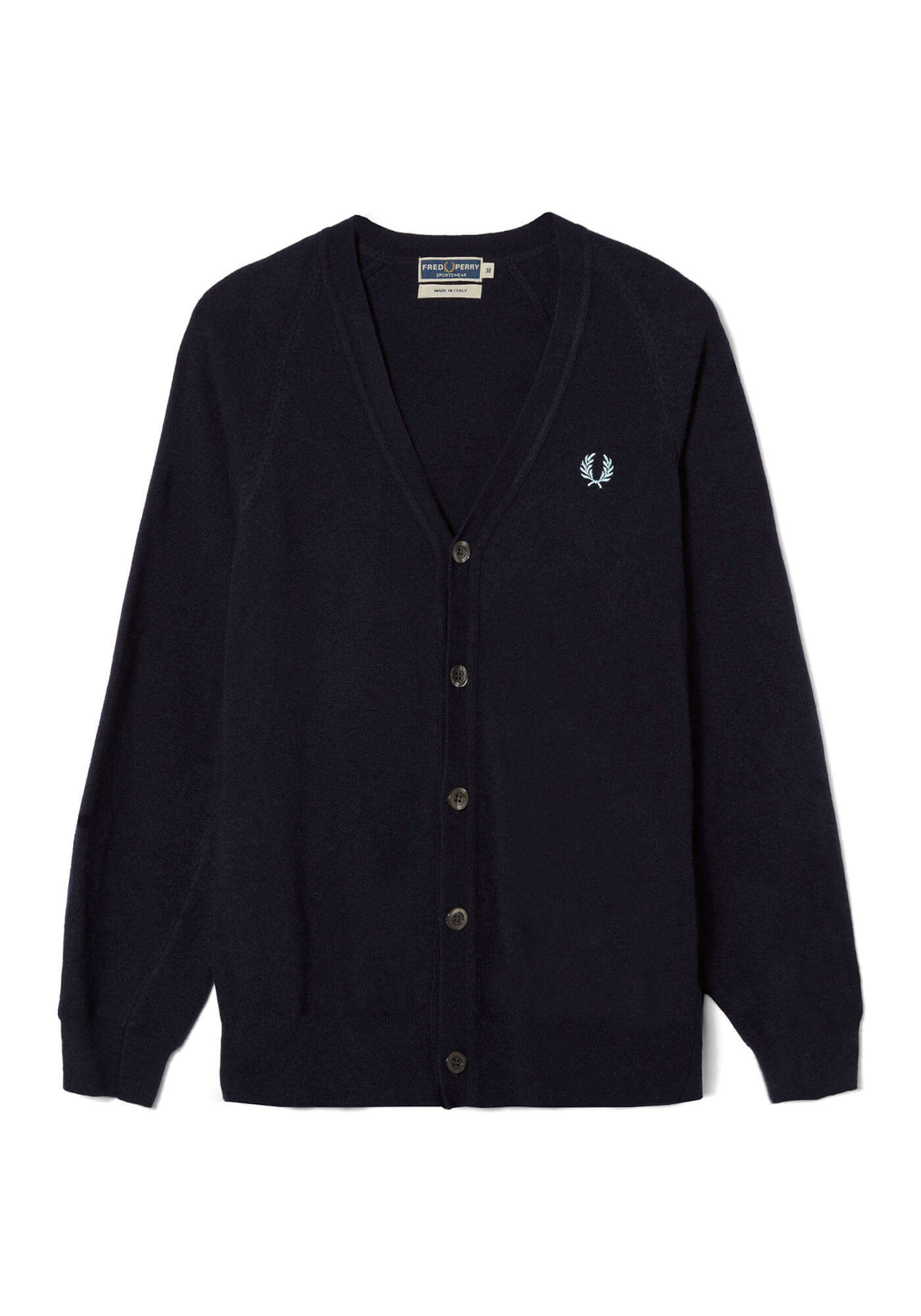 Fred Perry Reissues Lambswool Cardigan Navy Marl