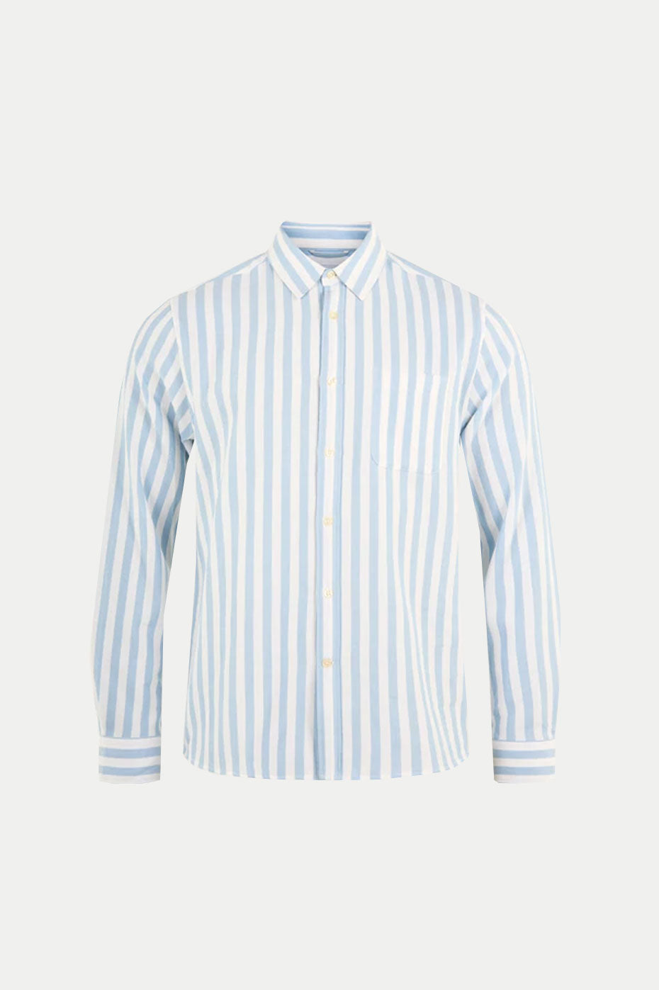 Knowledge Cotton Apparel  Blue Fog Larch Waffle Custom Fit Shirt