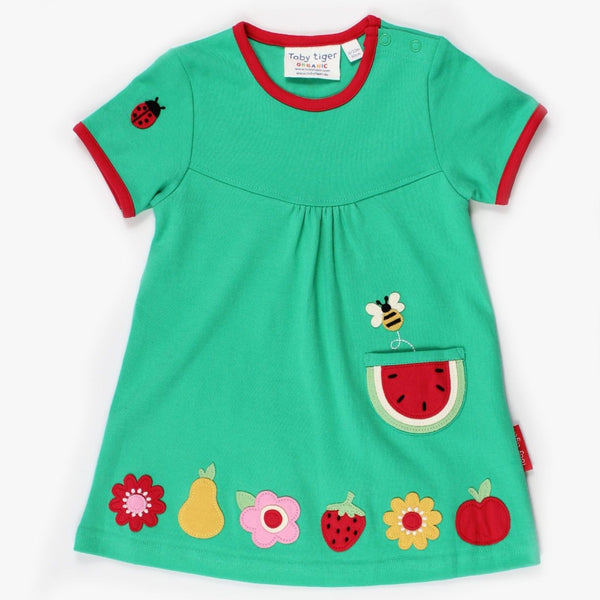 Organic Fruit Flower Applique T-shirt Dress