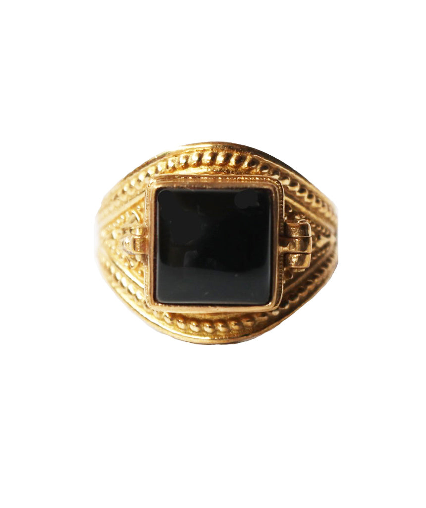 Urbiana Brass Ring With Square Stone