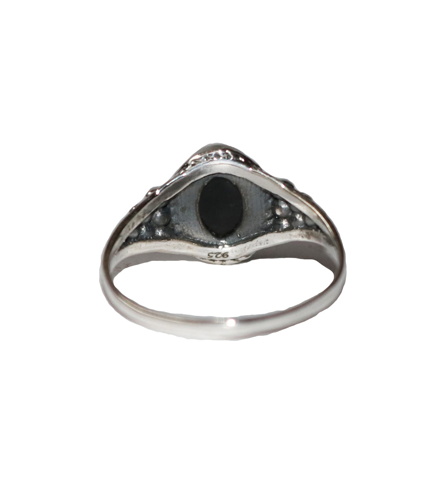Sterling Silver Oval Ring With Natural Gemstone IV8280