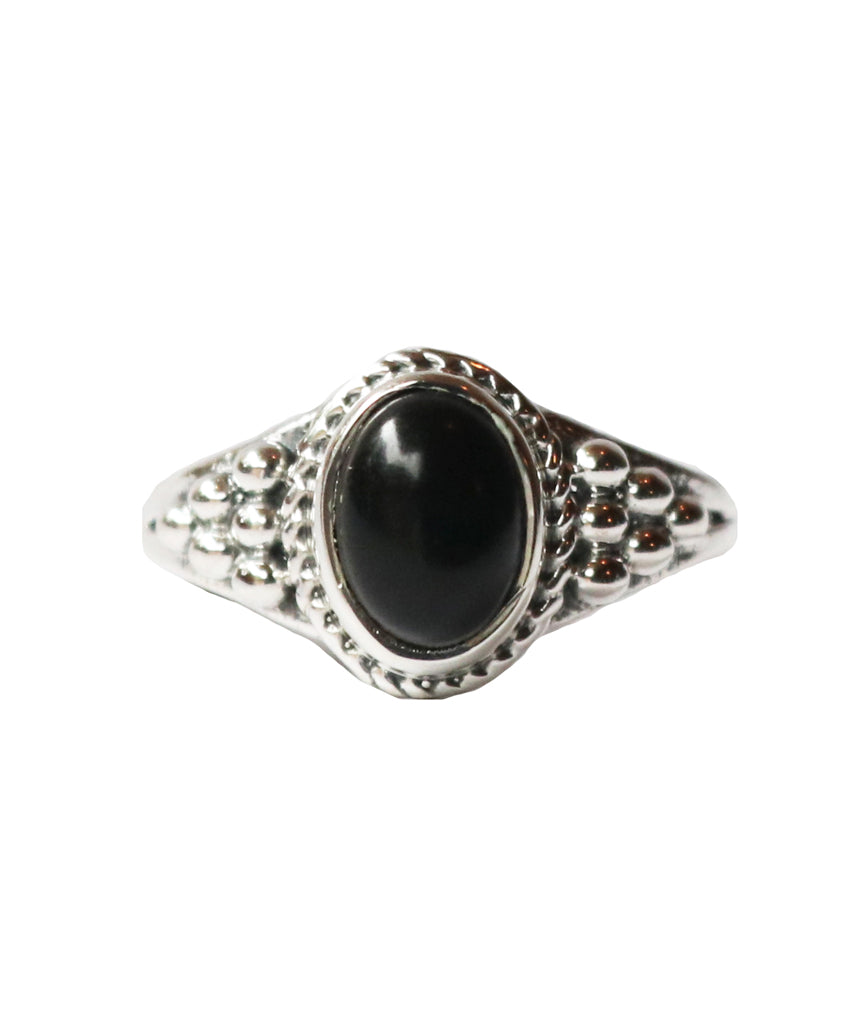 Sterling Silver Oval Ring With Natural Gemstone