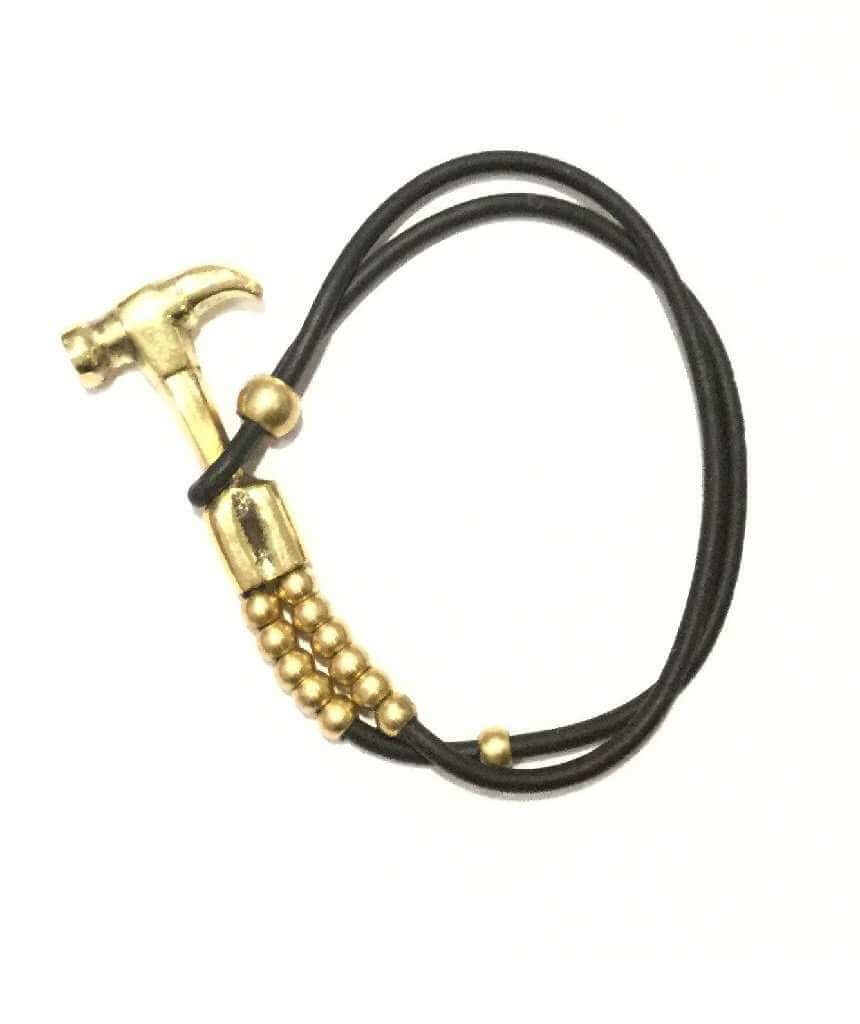 Urbiana Gold Anchor Leather Bracelet