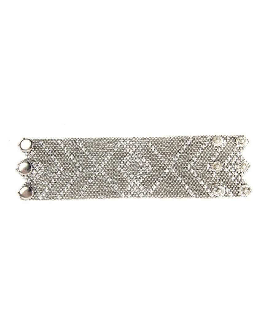 Urbiana Silver Chainmail Bracelet - Large - Three Poppers