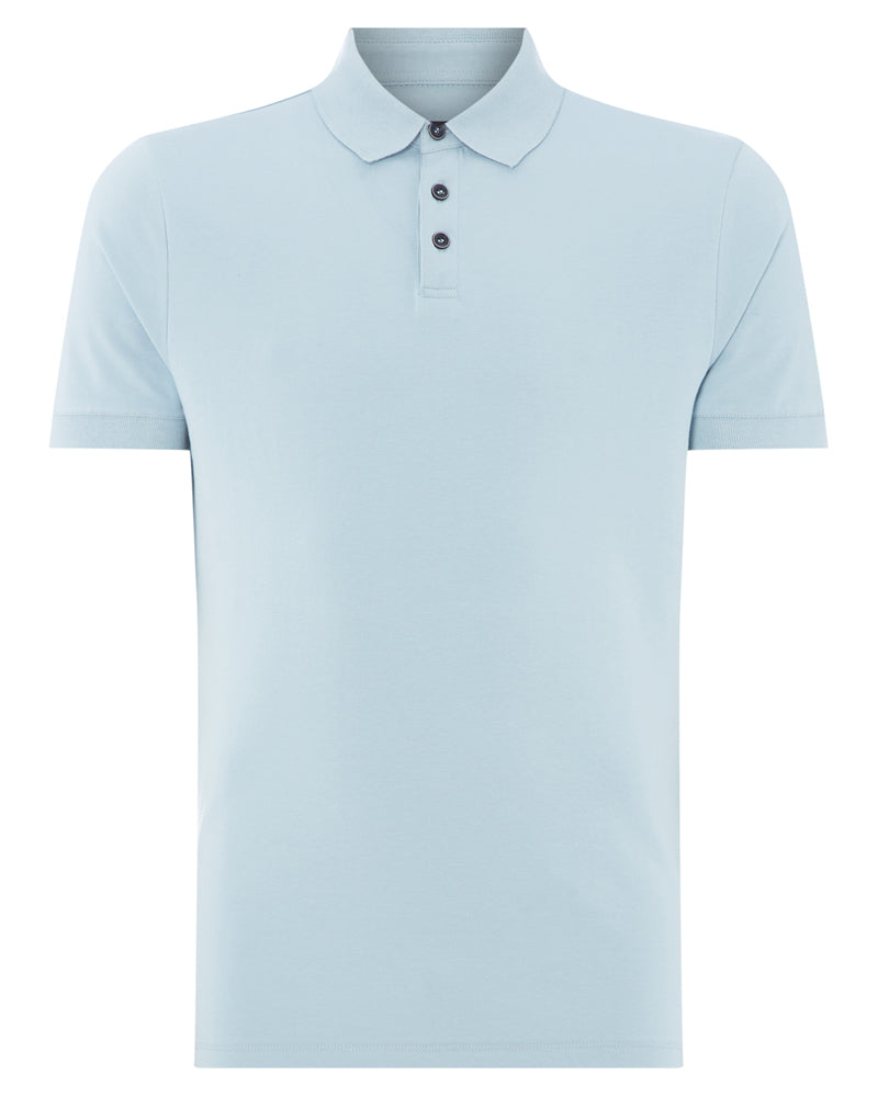 Trouva: Stretch Polo Shirt - Sky Blue