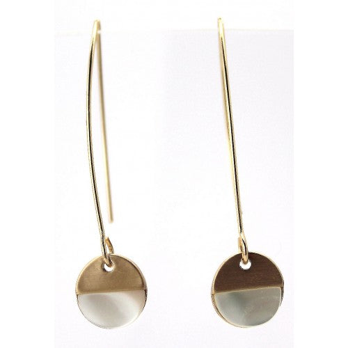 Mother Of Peal Brushed Gold Hoop Earring