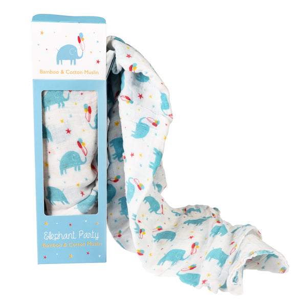 Elephant Party Swaddling Blanket