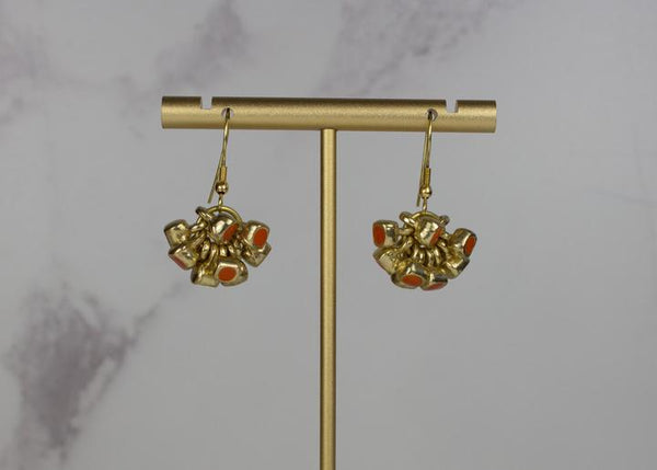 My Dorris Handcrafted Coral Enamel Cluster Earrings