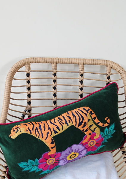 My Doris Wild Tiger Embroidered Cushion