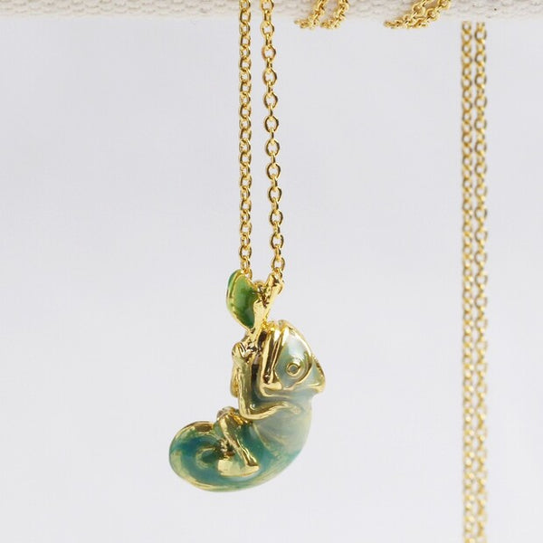 Lisa Angel Enamel Chameleon Pendant Necklace