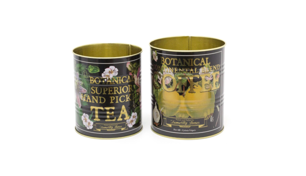 Set Of 2 Botanical Retro Metal Storage Tins