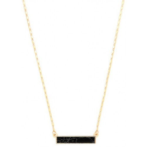 Lark London Lark Pendant Necklace With Black Stone - Gold