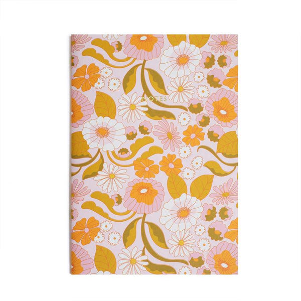 Ohh Deer 60's Retro Floral A4ish Notebook