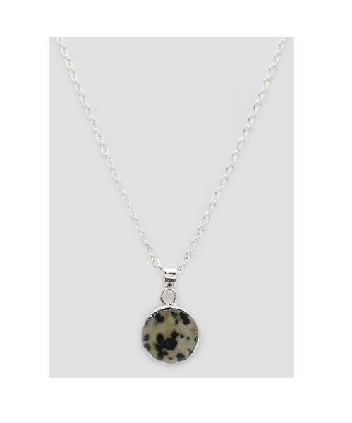 Lark London Lark Circle Pendant Necklace - Dalmatian Jasper (silver)