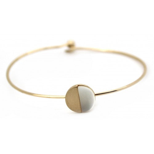 Brushed Mother Of Pearl Gold Wire Bracelet