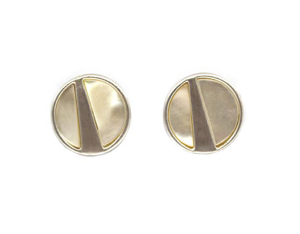 Lark London Mother Of Pearl Brushed Silver Studs