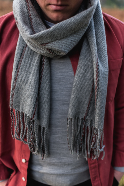 Wide Check Grey Scarf