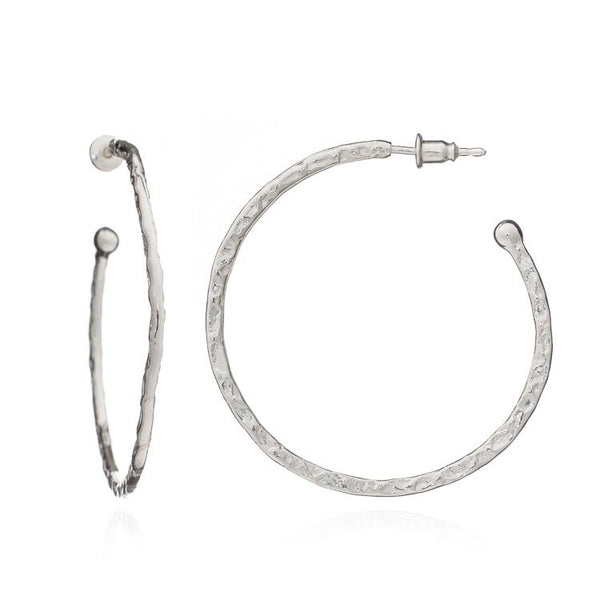 AZUNI LONDON Azuni Hammered Hoop Earrings - Large (silver)