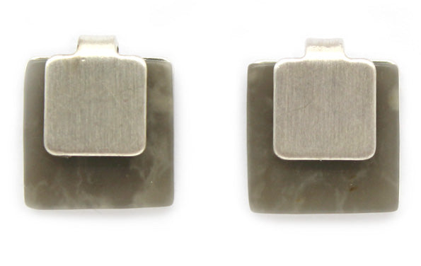Lark London Abstract Square Grey Silver Studs