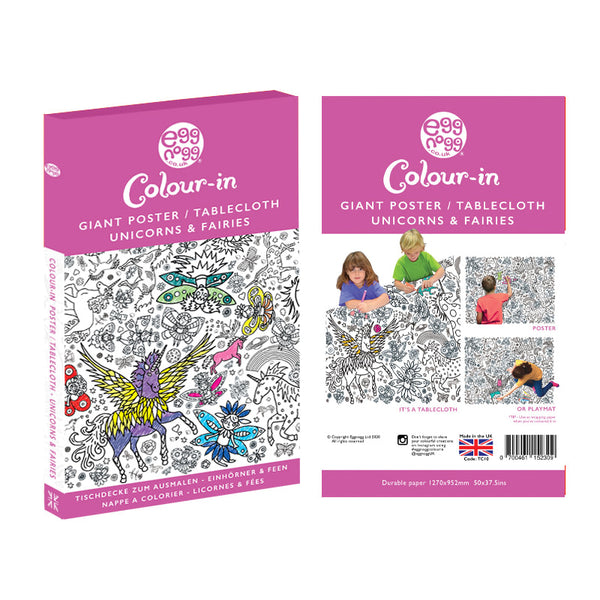 Colour In Giant Poster/ Tablecloth Unicorns & Fairies