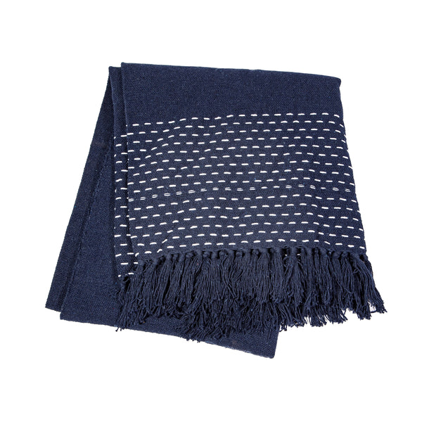 Stitched Blanket Throw Navy