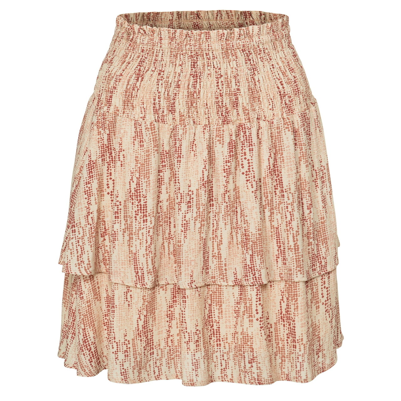 Yaya Printed Skirt with Smocked Waistband - Brazilian Sand & Cedar Wood Red