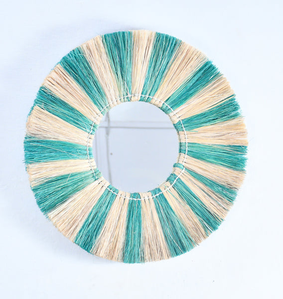 Grass Wall Mirror - Teal Stripe