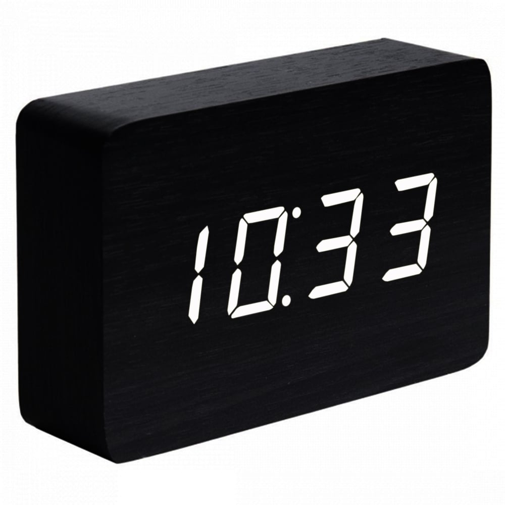 Gingko White LED Brick Black Click Clock