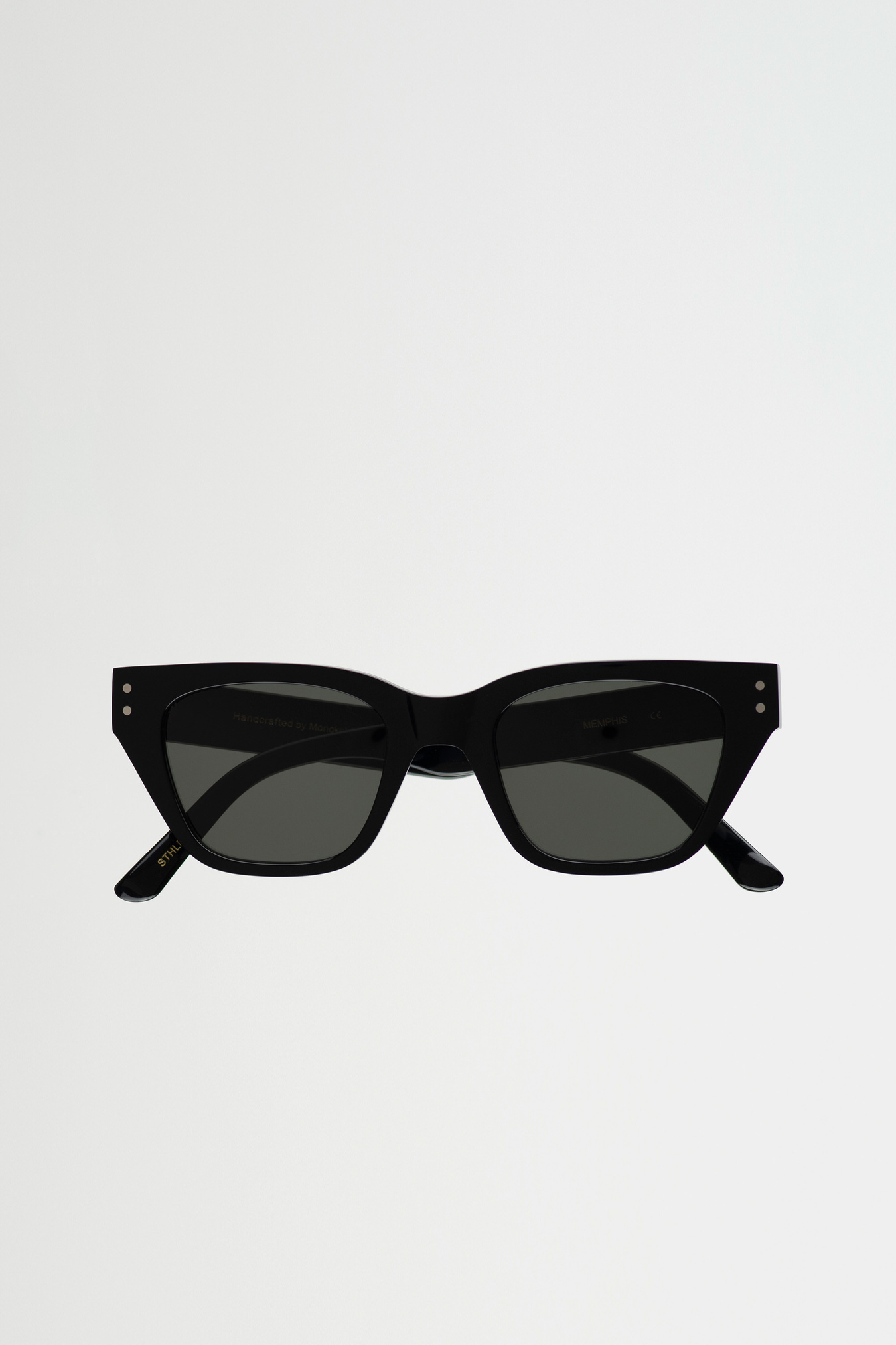 Monokel Eyewear Memphis Black - Green Solid Lens Sunglasses 
