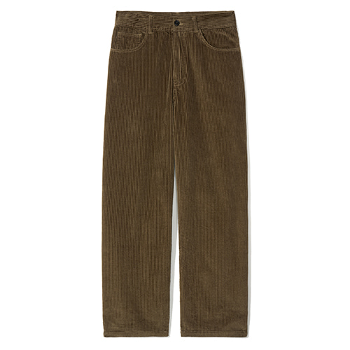 Partimento Corduroy Folding Wide Straight Pants in Camel Brown