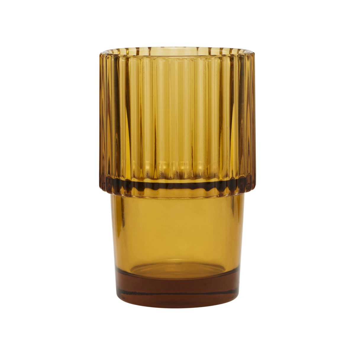 House Doctor Set of 4 Stackable Glass Tumblers in Amber (370ml)