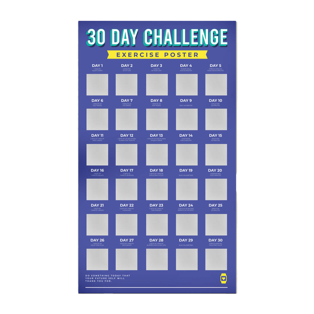 Gift Republic 30 Day Fitness Challenge Scratch Off Poster