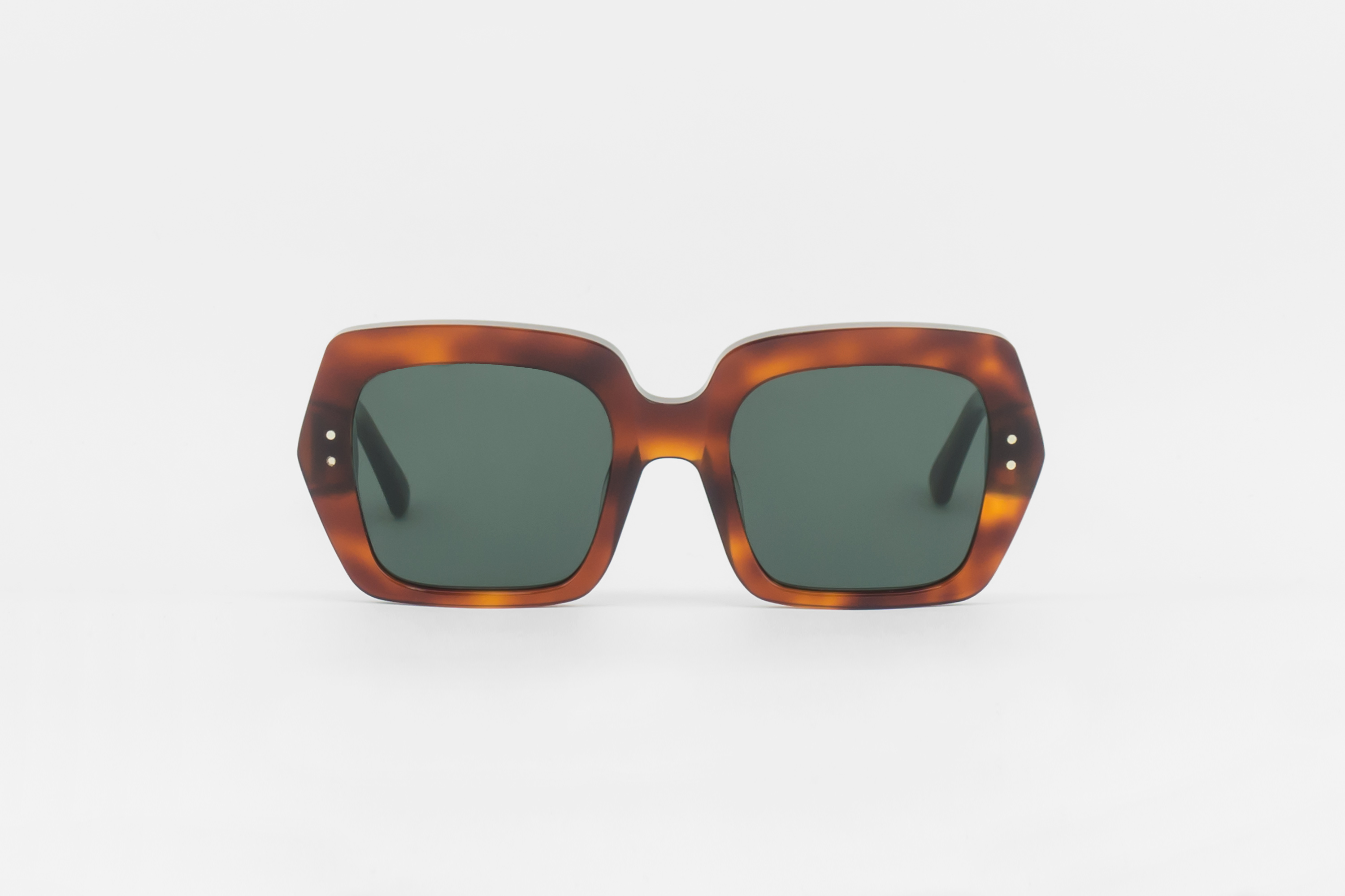Monokel Eyewear Kaia Amber / Green Solid Lens Sunglasses