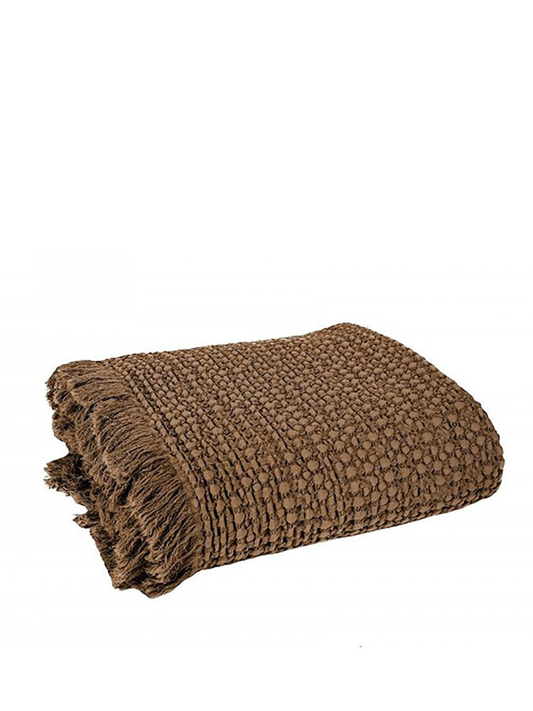 Fringed Waffle Throw In Tabac