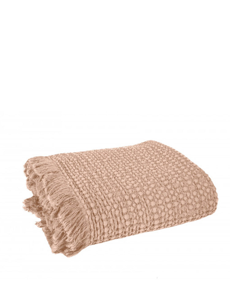 Baileys Fringed Waffle Throw In Old Rose