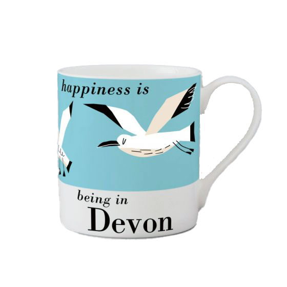 Happiness Devon Seagulls Mug Blue