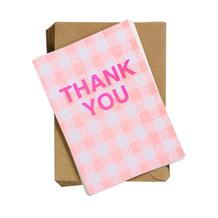 Thank You Orange Gingham Cards Pack of 12