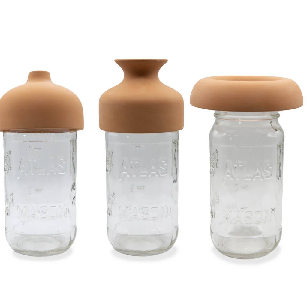 Kikkerland Design Set Of Three Terracotta Vase Collars