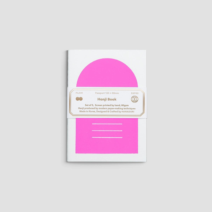 Hanaduri Hanji Book Passport 3pcs/set Neon Pink